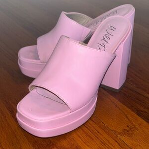 Pink Platform Mules